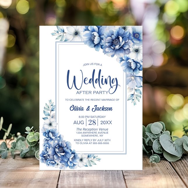 Blue Floral Wedding After Party Invitation (Creator Uploaded)