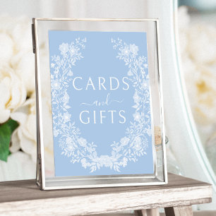 Blue floral wedding cards and gifts sign poster