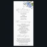 Blue Floral Wedding Ceremony Program Programme<br><div class="desc">Elegant wedding program featuring watercolor illustration of blue peony with greenery. All the wedding ceremony information and the wedding party's name listed on this program.</div>