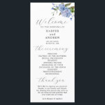 Blue Floral Wedding Ceremony Program Programme<br><div class="desc">Elegant wedding program featuring watercolor illustration of blue peony with greenery. All the wedding ceremony information and the wedding party's name listed on this program.</div>