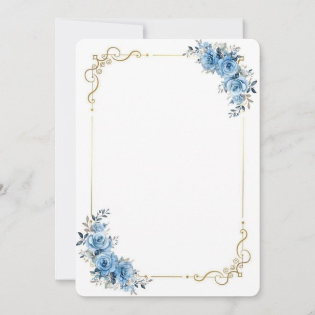 Blue Floral Wedding Congratulations Card | Elegant (Front)