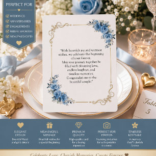 Blue Floral Wedding Congratulations Card Elegant
