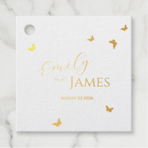 Blue Floral Wedding Foil Favour Tags