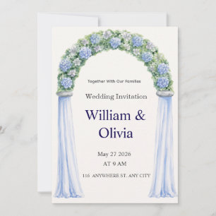 Blue Floral Wedding Invitation