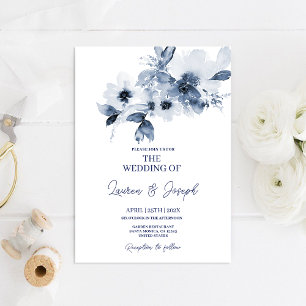 Blue Floral Wedding invitation