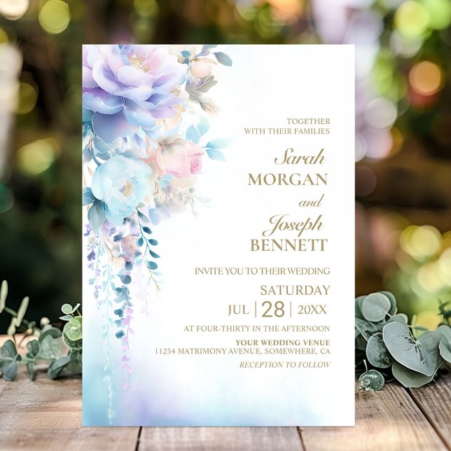 Blue Floral Wedding  Invitation (Creator Uploaded)