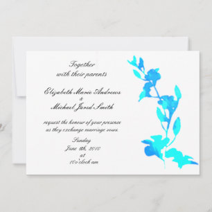 Blue Floral Wedding Invitation