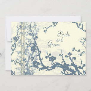 Blue Floral Wedding Invitation Card