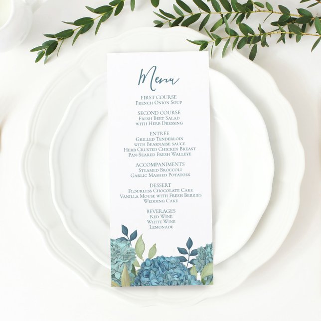 Blue Floral Wedding Menu Custom  (Creator Uploaded)