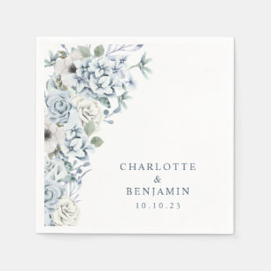 Blue Floral Wedding Napkin