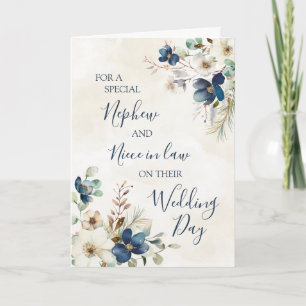 Blue Floral Wedding Nephew Niece in Law Card
