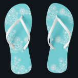 Blue Floral Wedding Reception Flip Flops<br><div class="desc">A cute guest favour addition to your destination beach or poolside wedding reception! Let your lady guests dance the night away in these comfortable "dancing shoes" flip flops. Place the flip flops in a basket beside the dance floor. Sample background colour is shown in aaqua blue-click "customise it" to change...</div>