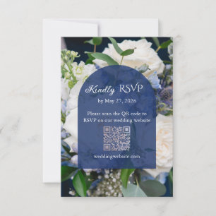 Blue Floral Wedding RSVP Card