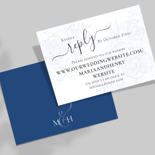 Blue Floral Wedding RSVP Reply Custom  Enclosure Card
