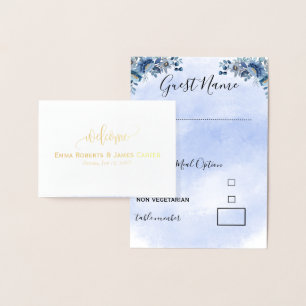 Blue Floral Wedding Seating Charts Foil Card