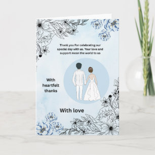 Blue Floral Wedding Thank You Card & Appreciation
