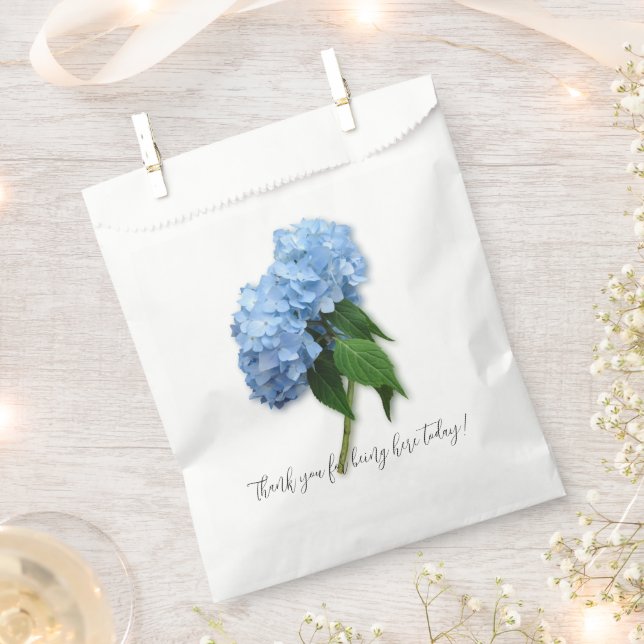 Blue Floral Wedding Thank You Message Favour Bags (Clipped)