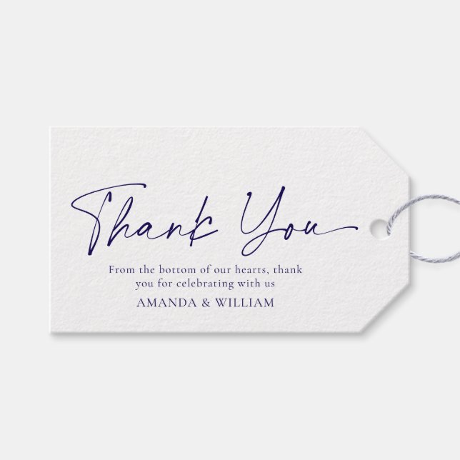 Blue Floral Wedding Thank You Tag (Front (Horizontal))