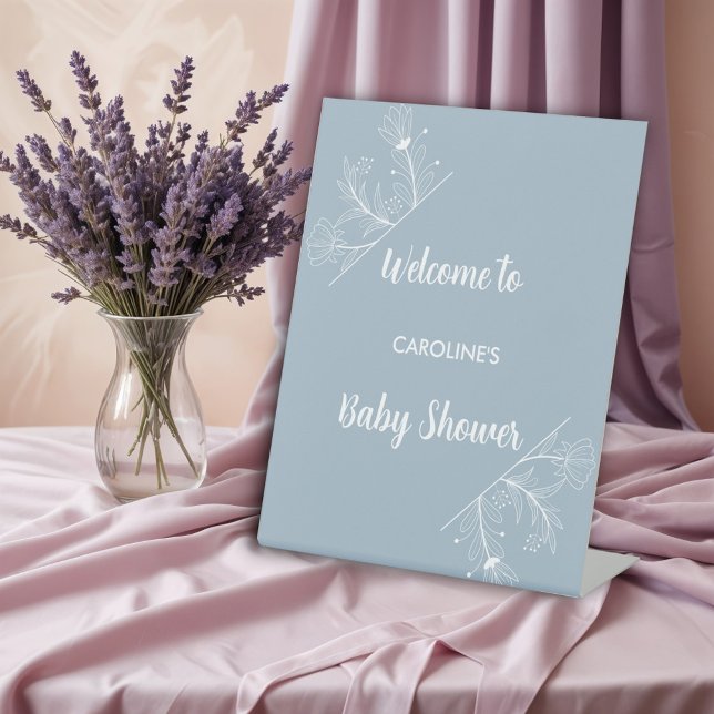 Blue Floral Welcome Baby Shower Sign (Creator Uploaded)