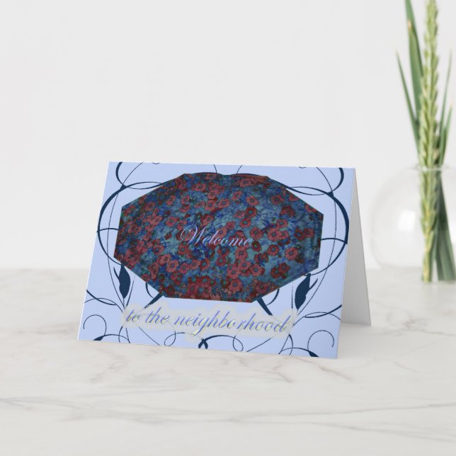 Blue Floral Welcome to the Neighbourhood Card (Front)