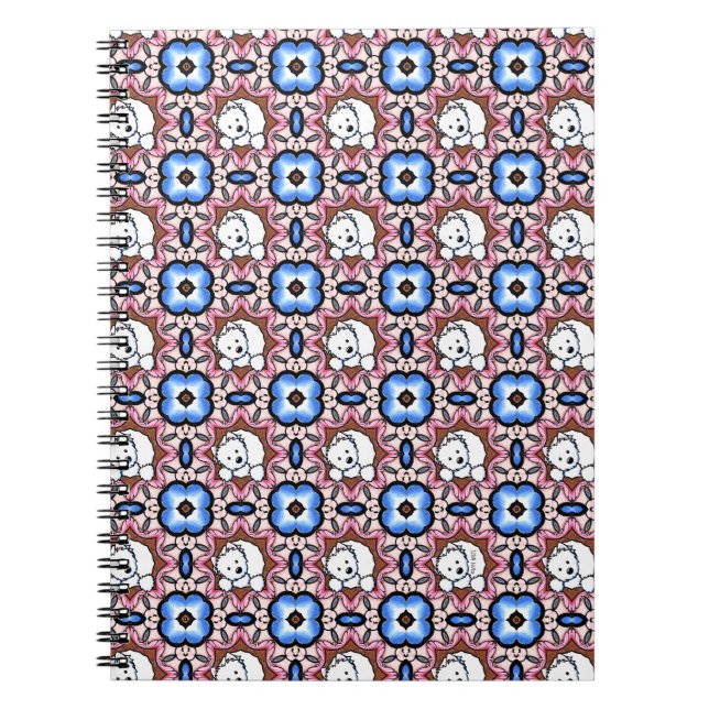 Blue Floral Westie  Notebook (Front)