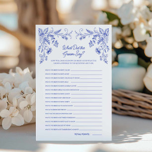 Blue Floral What did the Groom Bridal Game