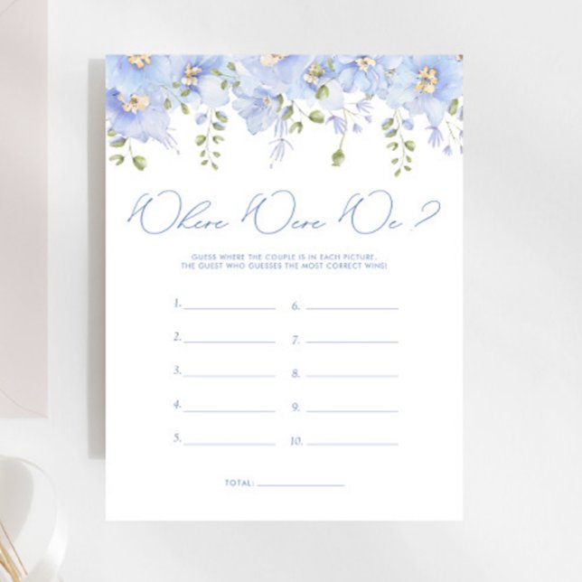 Blue Floral Where Were We Bridal Shower Game (Creator Uploaded)