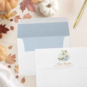 Blue Floral White Pumpkin Fall Baby Shower Envelope