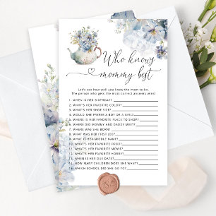 Blue Floral Who knows mummy best baby shower game