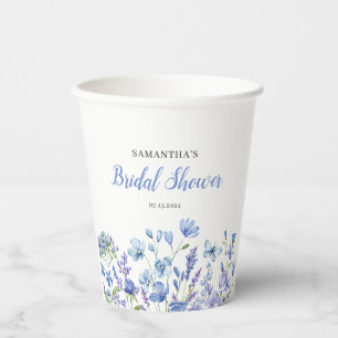 Blue Floral Wildflower Bridal Shower Paper cup