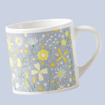 Blue Floral Wildflower Espresso Cup<br><div class="desc">Modern watercolor yellow,  green and white botanical wild flower pattern on a pale blue background for a fresh summer feel. Original art by Nic Squirrell.</div>