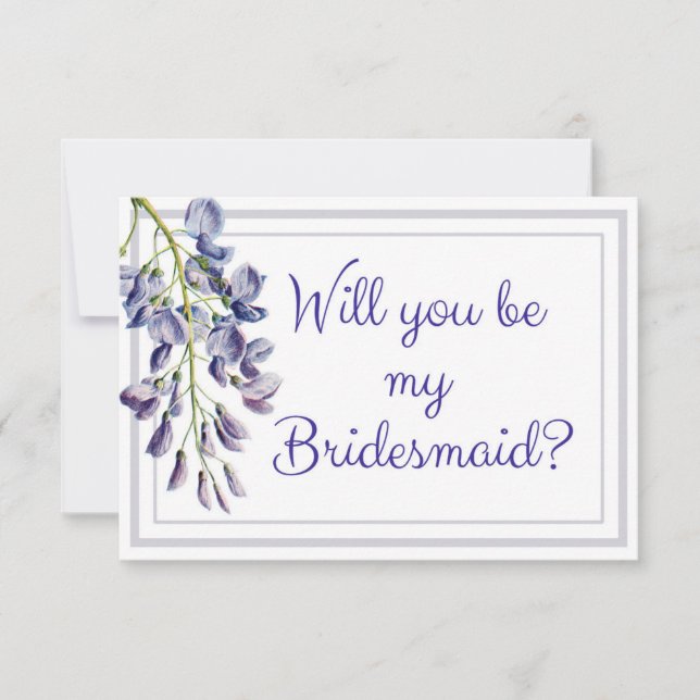 Blue Floral Will you be my bridesmaid Card (Front)