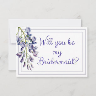 Blue Floral Will you be my bridesmaid Card