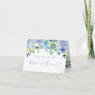 Blue Floral Will You Be My Maid of Honour Card