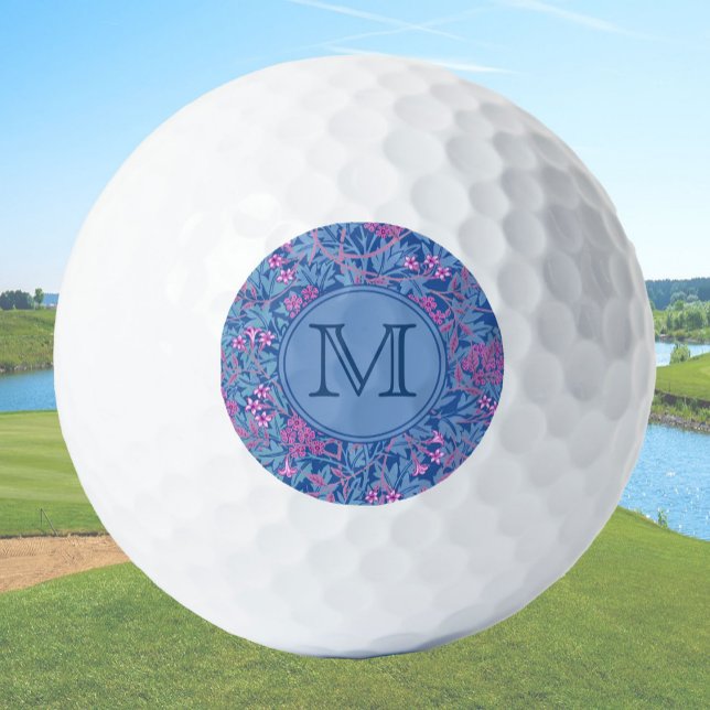 Blue Floral William Morris Custom Initial Ladies Golf Balls (Creator Uploaded)