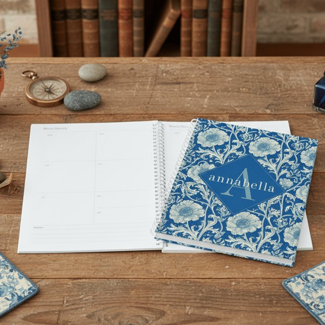Blue Floral William Morris Elegant Monogram Planner (Creator Uploaded)