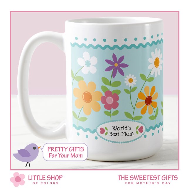 Blue Floral World's Best Mum Mother's Day Coffee Mug (Creator Uploaded)