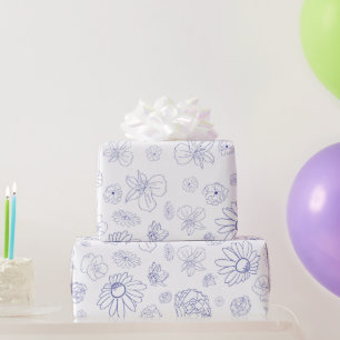Blue Floral Wrapping Paper