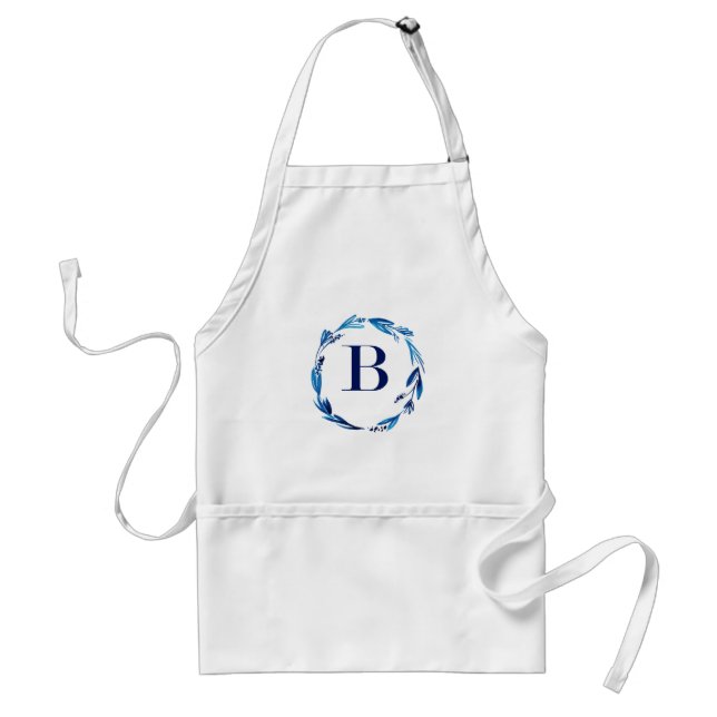 Blue Floral Wreath 'B' Standard Apron (Front)