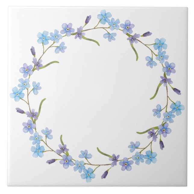 Blue Floral Wreath Tile (Front)