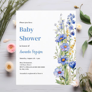 Blue florals boy Baby Shower invitation