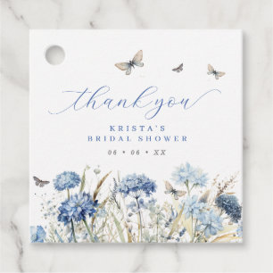 Blue Florals & Butterflies Thank You Bridal Shower Favour Tags