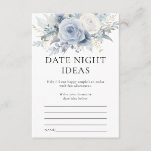 Blue Florals Date Night Ideas Wedding Game Card
