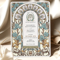 Blue Florals & Golden Accents Art Nouveau Wedding