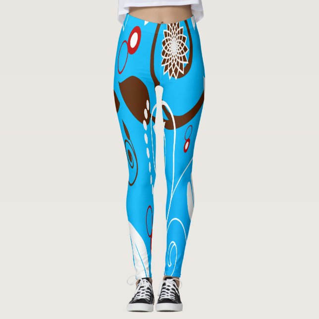 Blue Florals Leggings (Front)