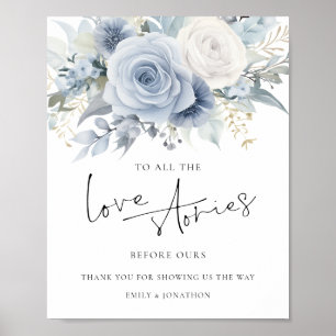 Blue Florals Love Stories Before Ours Wedding Sign