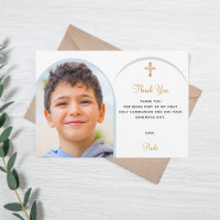 Blue florals photo boy gold cross First Communion 
