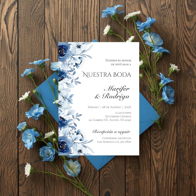 Blue Flores wedding invitation (Creator Uploaded)