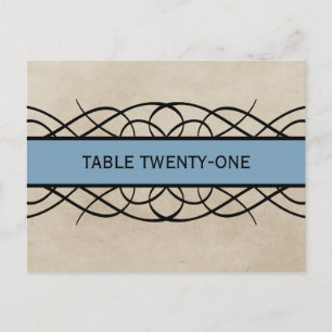 Blue Flourish Border Table Number Postcard