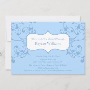 Blue Flourish Bridal Shower Invitation